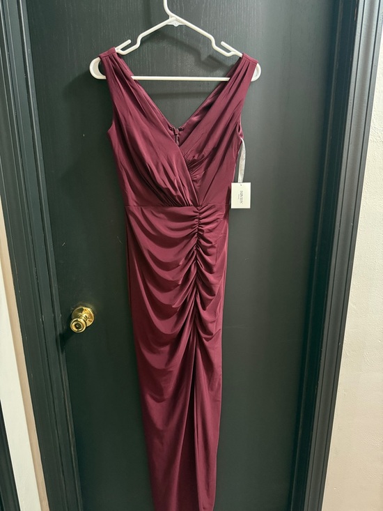 David's Bridal Dresses & Skirts - David's Bridal Burgundy Ruched V-Neck Maxi Dress